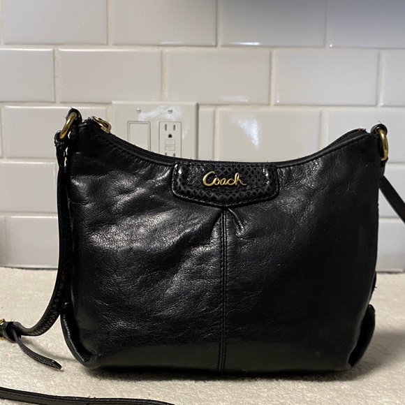 Coach Handbags - Vintage Coach Black Leather Crossbody bag with Gold Accents